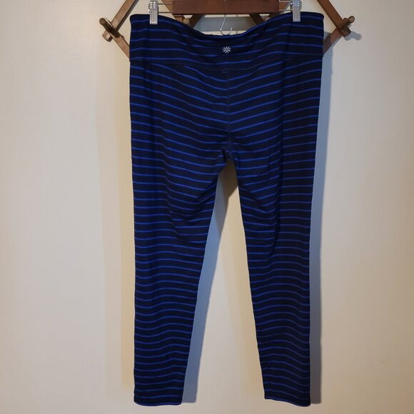Athleta Navy Blue Striped Jersey Leggings SZ XL - Picture 2 of 3